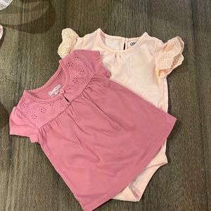 COPY - 2 Oshkosh B'gosh shirts. Both are pink.